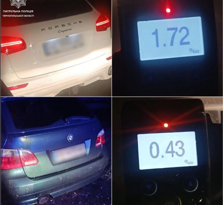 У Тернополі вночі спіймали п'яних водіїв на Porsche та BMW