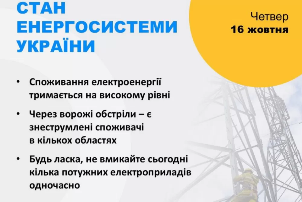 Графіки обмеження подачі електроенергії по всій Україні запроваджуватимуть